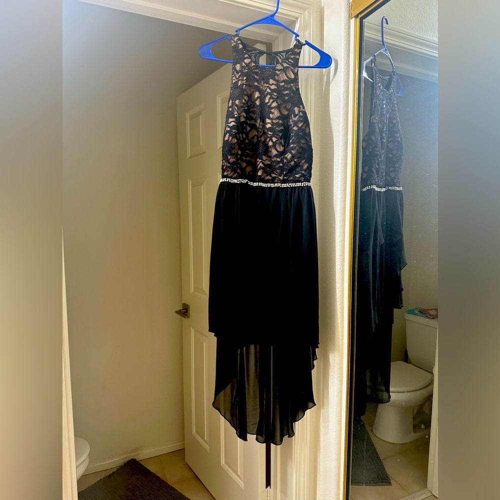 City Studios Juniors' Lace High-Low Dress 3186-PK2C Black size 3 NWOT